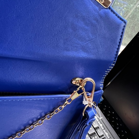 Miztique designer cobalt blue gold chain strap hardware bag - Picture 13 of 13